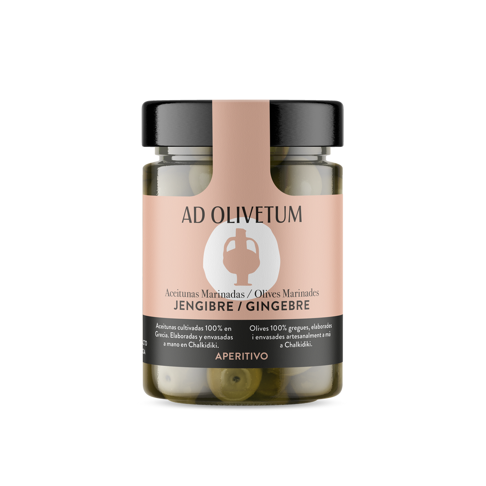 Aceitunas marinadas de Chalkidiki con jengimbre y cilantro 355g