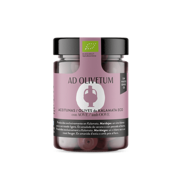 Aceitunas de Kalamata ecológicas sin hueso con AOVE 330g - Ad Olivetum