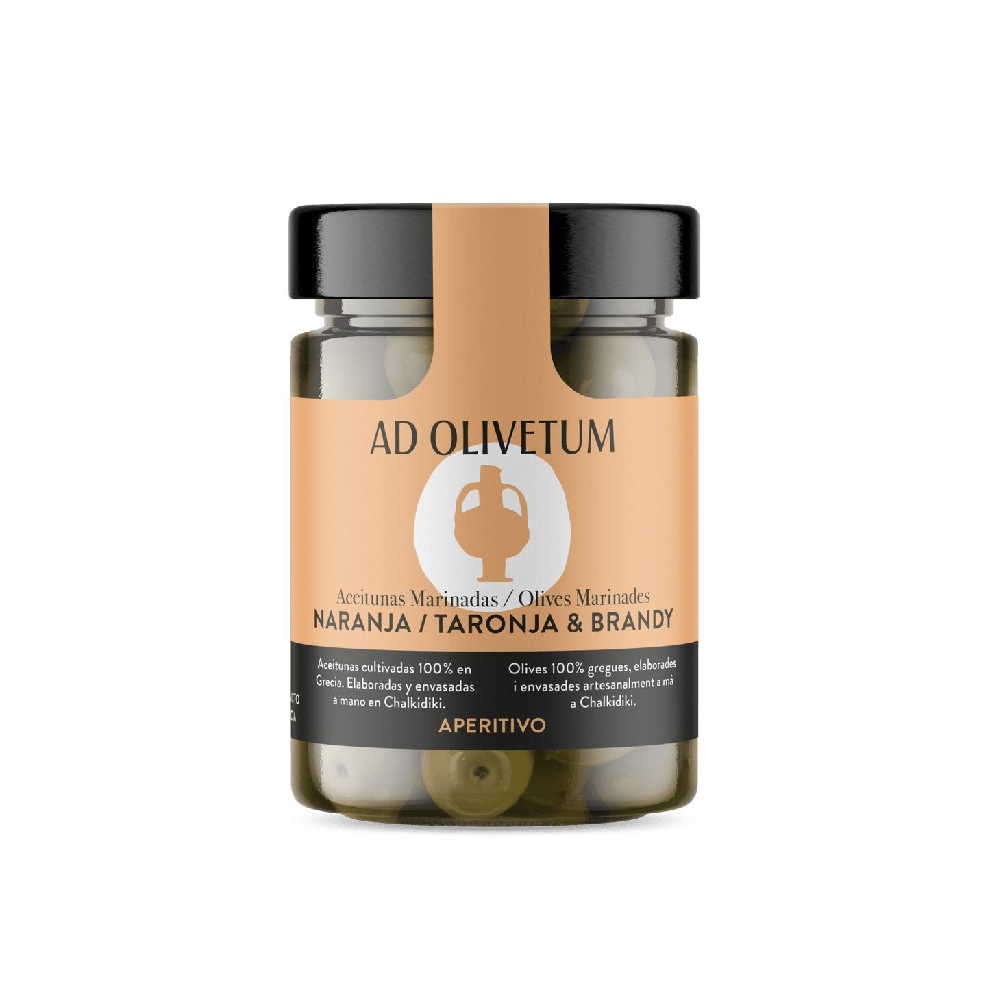 Aceitunas marinadas con naranja y brandy 355g - Ad Olivetum