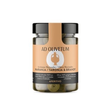 Aceitunas marinadas con naranja y brandy 355g - Ad Olivetum