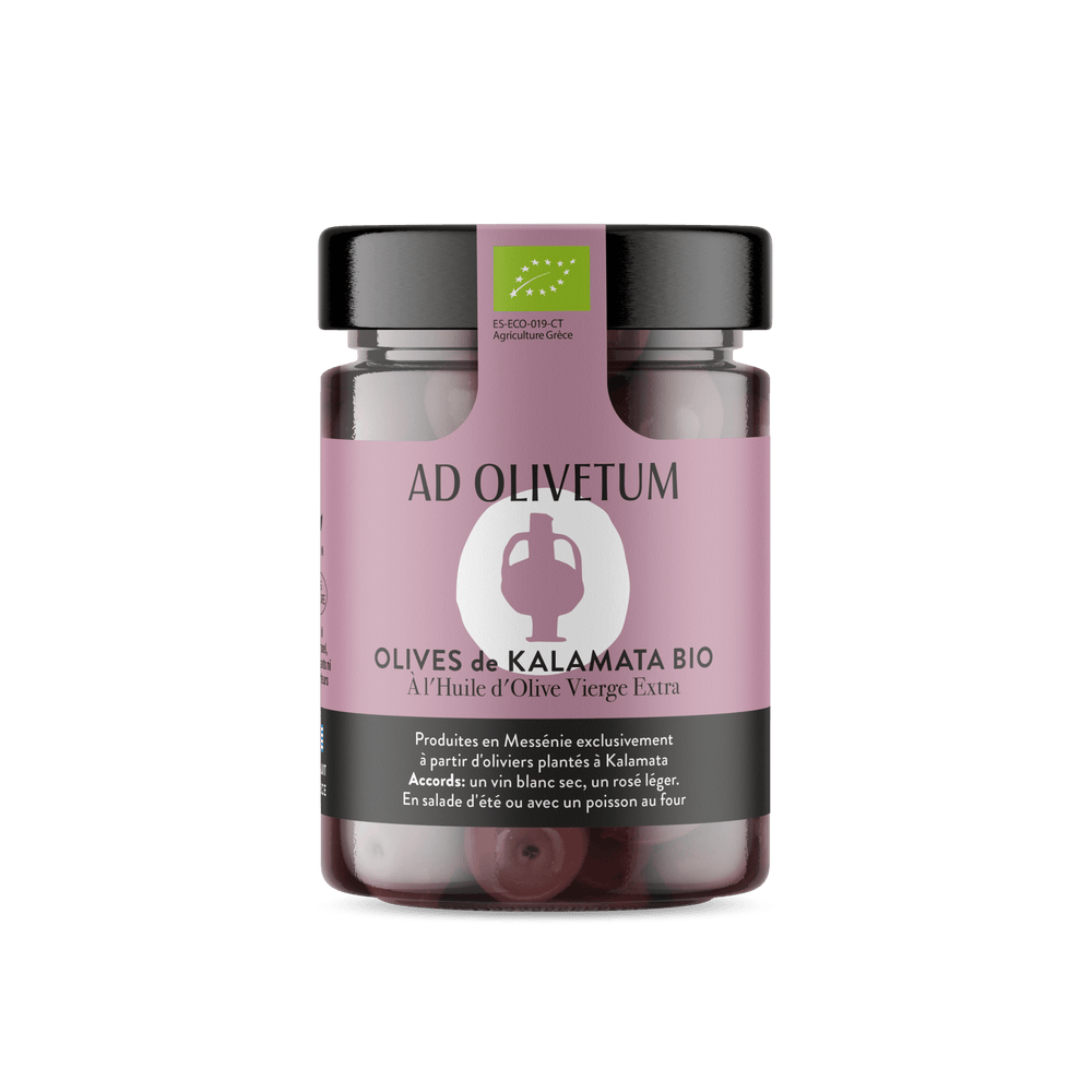 Olives de Kalamata BIO à l'huile d'olive vierge extra 330g - Ad Olivetum