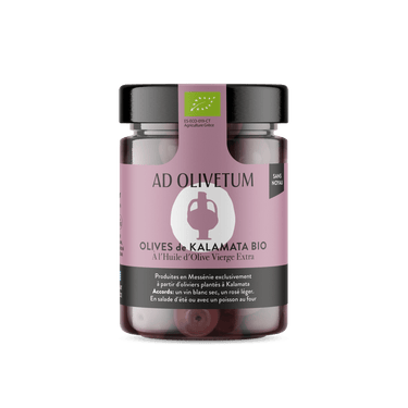Olives de Kalamata BIO dénoyautées à l'huile d'olive vierge extra 330g - Ad Olivetum